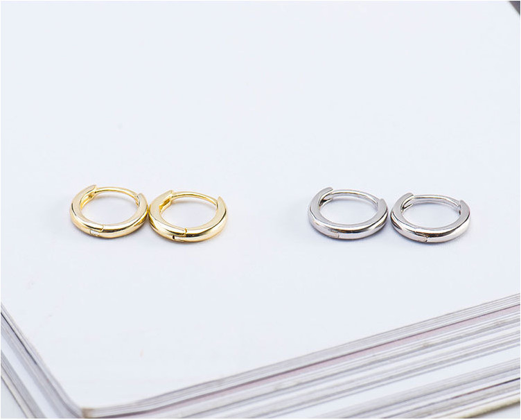 Plain Sterling Silver Huggie Hoop Earrings Children Girls Size 10mm Unisex A33