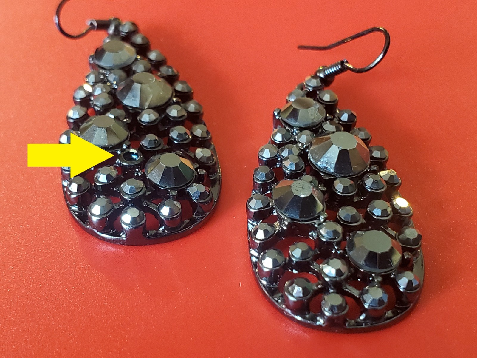 Park Lane Game On Pierced Earrings Fish Hook Hematite Black Swarovski Crystals