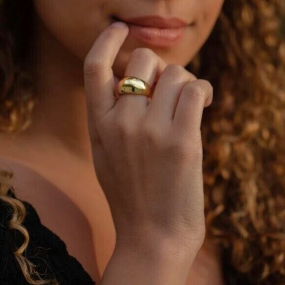 Chunky Gold Dome Ring – Waterproof, Non-Tarnish Statement Ring for Everyday Wear