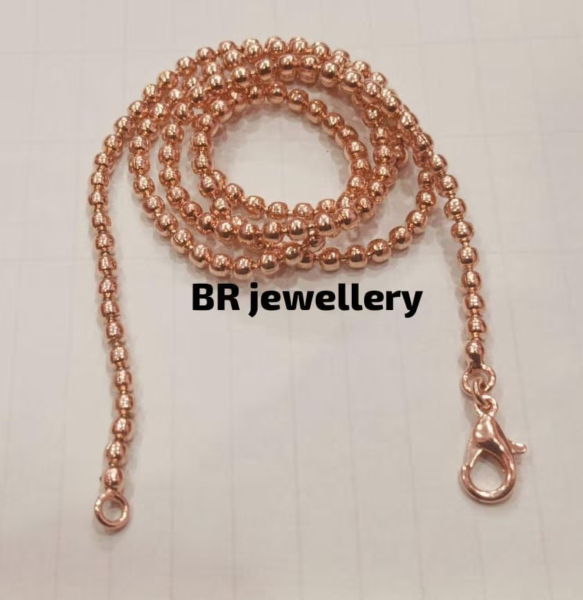 Solid Copper Ball Bead Chain Necklace For Womens And Men Birthday Gift MJC03