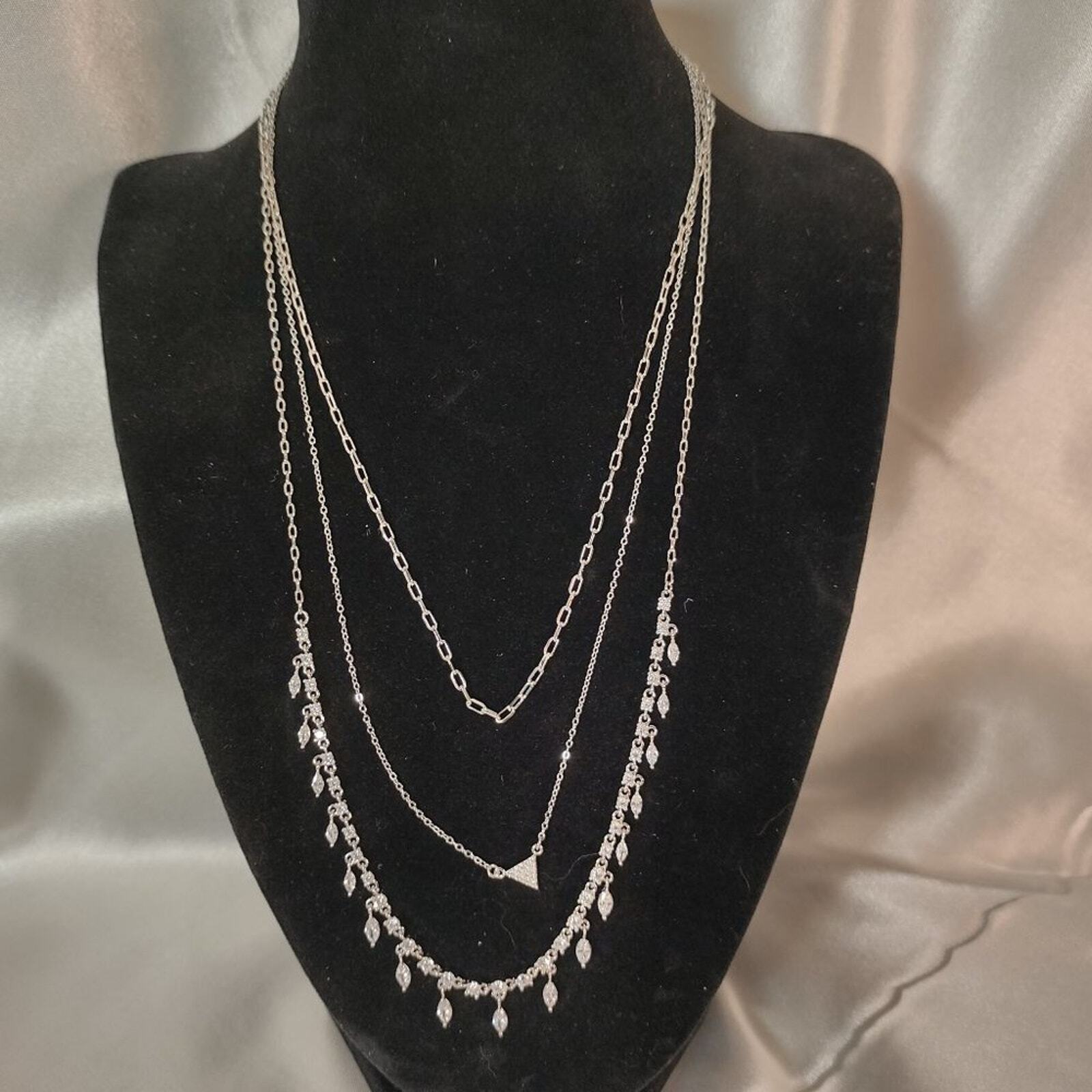 Layered Cubic Zirconia & Chain Collar Necklace