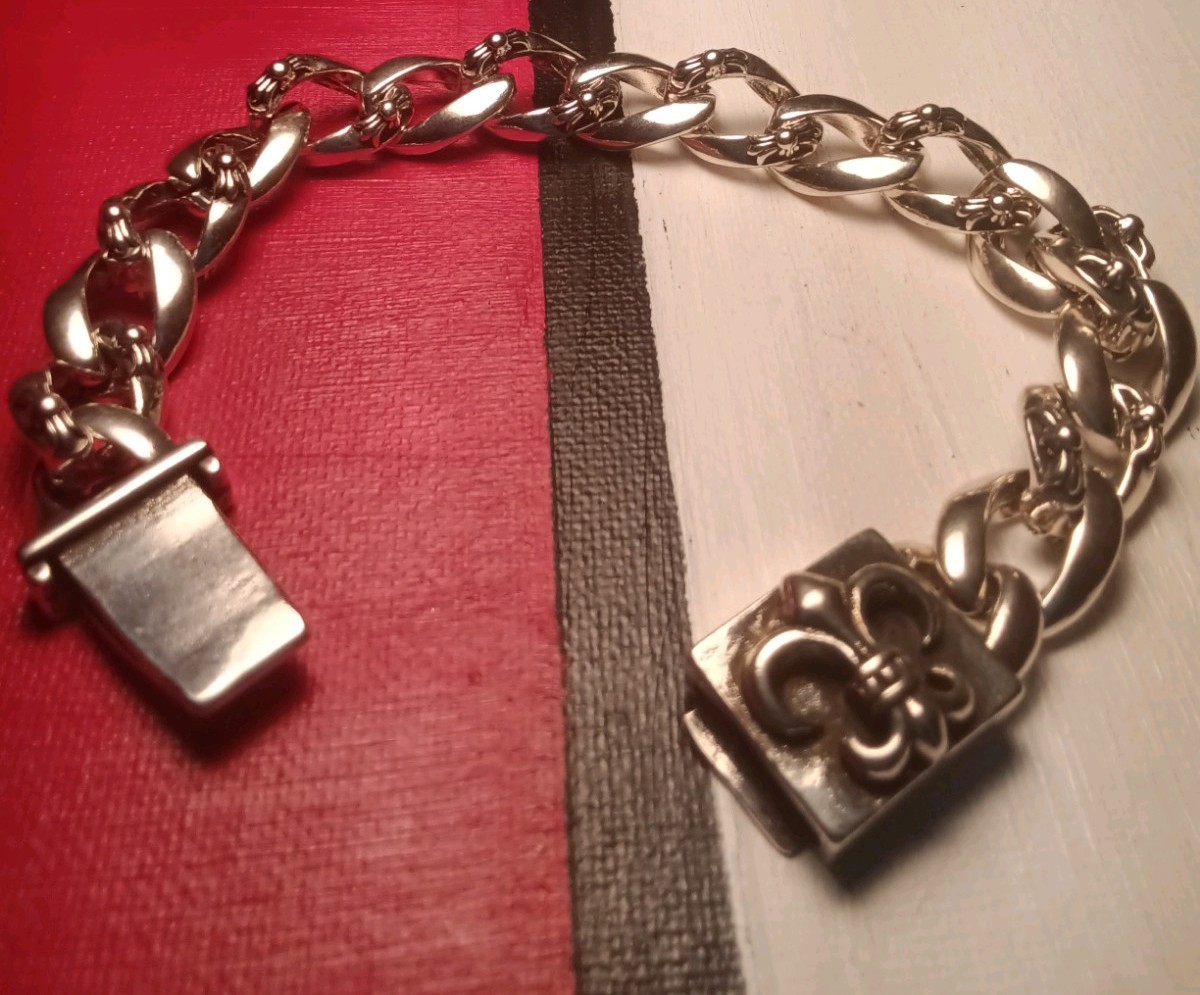 Chrome Gothic Bracelet biker Jewelery cuban link Men 23mm 2002 925 Punk Rock