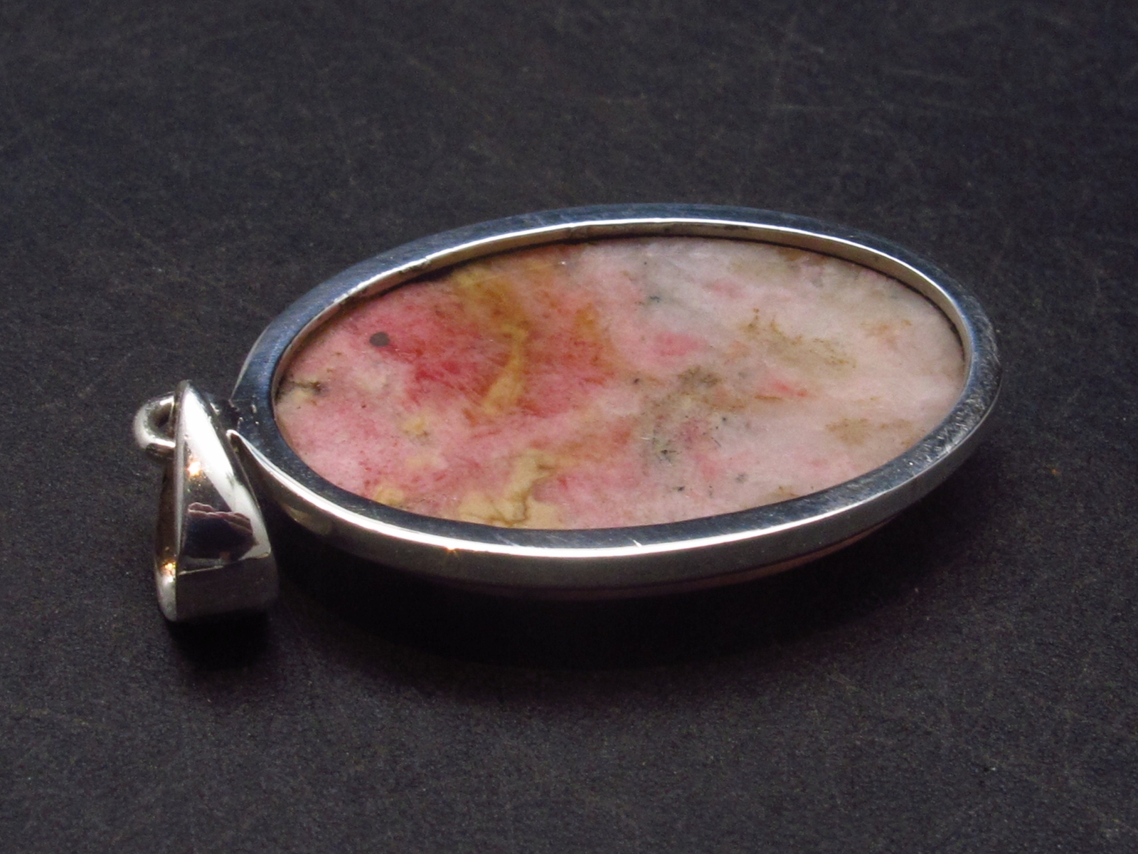 Rare Pink Tugtupite Sterling Silver Pendant From Greenland – 1.6″ – 7.3 Grams