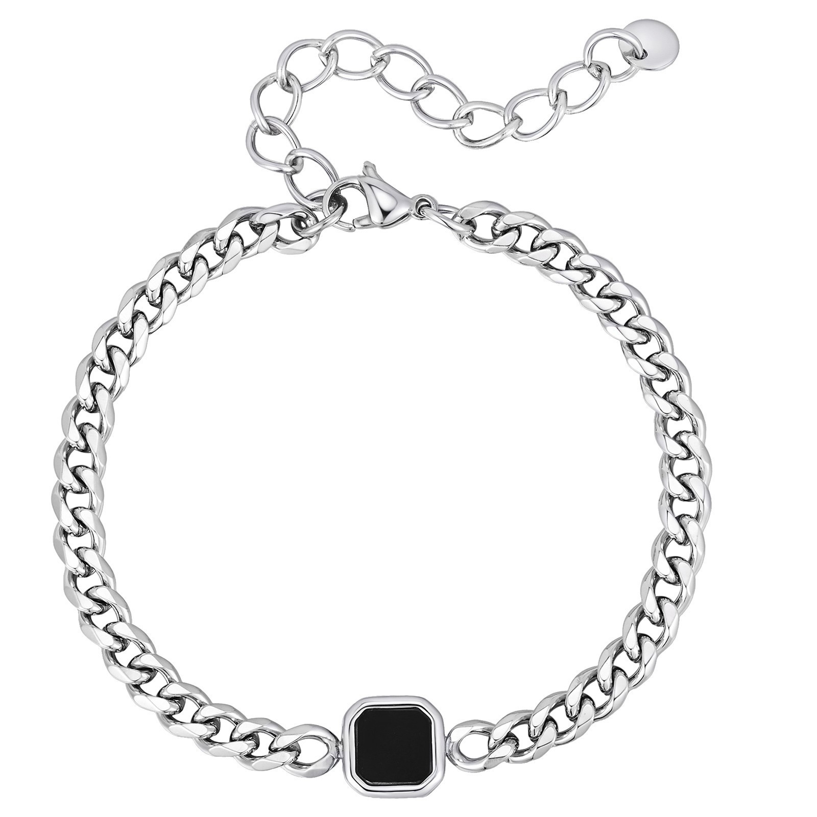 Men Stainless Steel Bracelet All-gloss Acrylic Six-Side Grinding Bracelet Gift