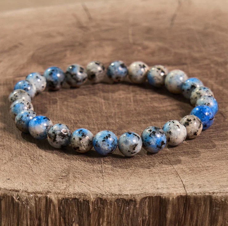 Handmade K2 Himalayan Blue Azurite 8MM Unisex Bracelet Reiki Healing Gift