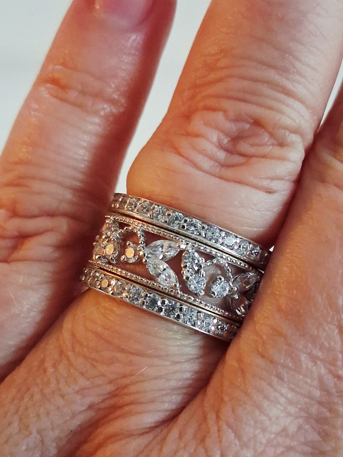 Designer 3 Ct Simulated Diamond 3-piece Eternity Band Ring Set Size 7 Sterling