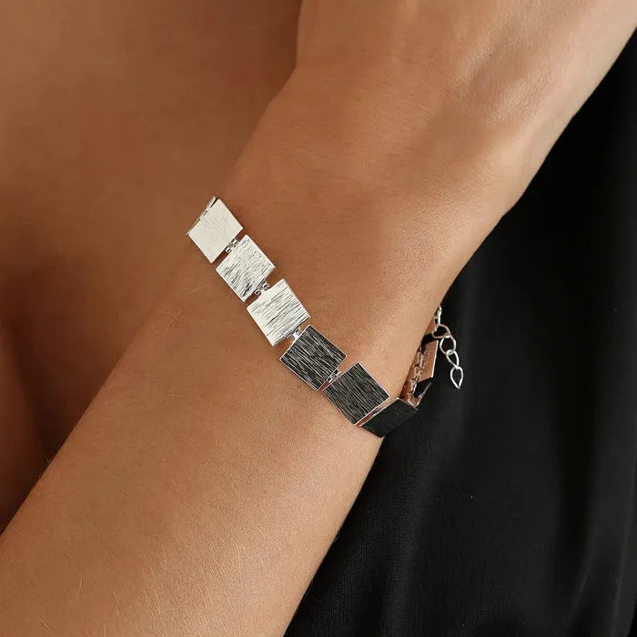Vintage Square Metal Zinc Alloy Necklace Bracelet Earrings Set for Women