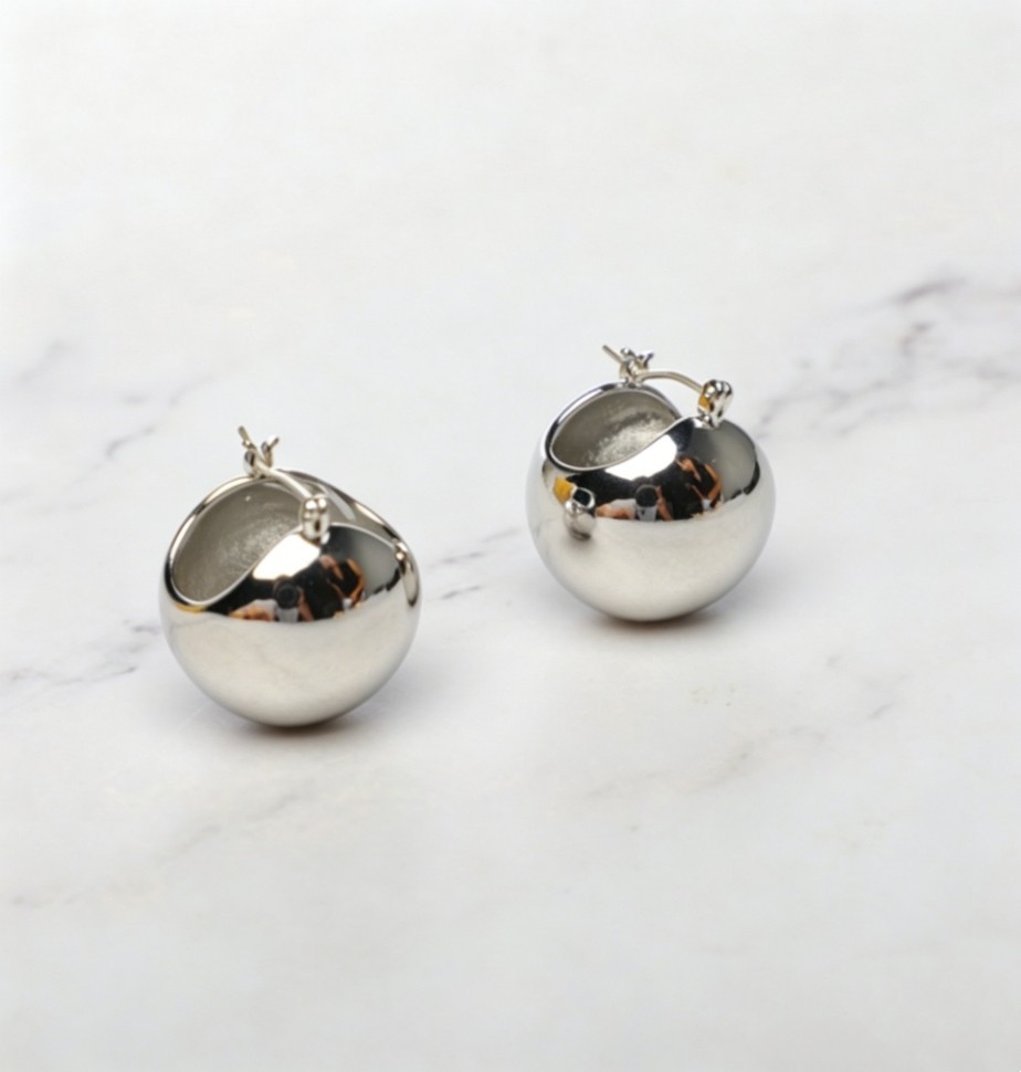 Polishing Silver Plated Alloy Openwork Spherical Design Everyday Drop Earrings