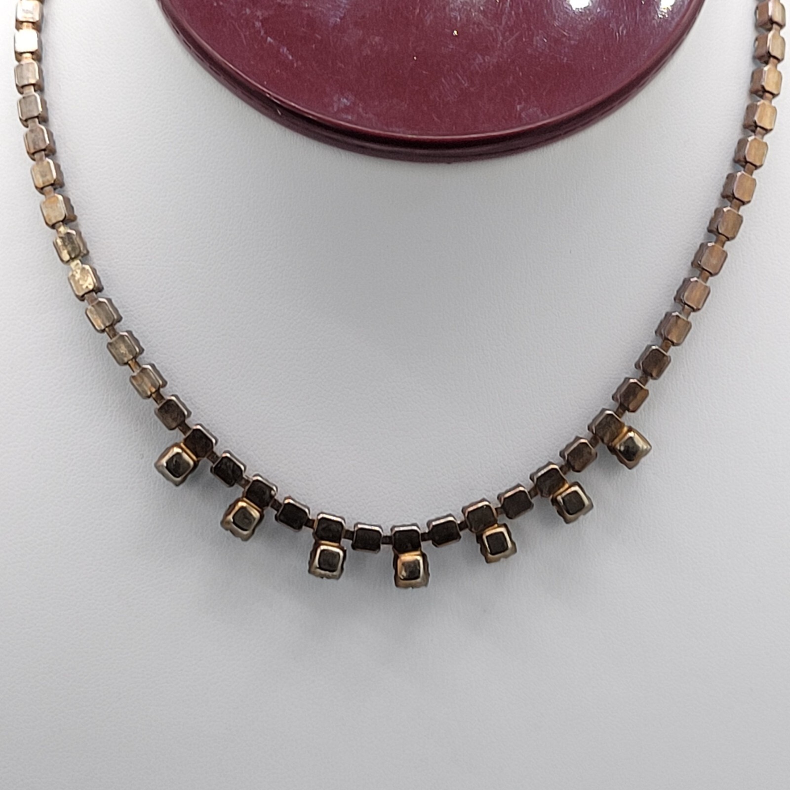 Womens Aquamarine Colored Rhinestone Choker Fashion Necklace Foldover 15 in