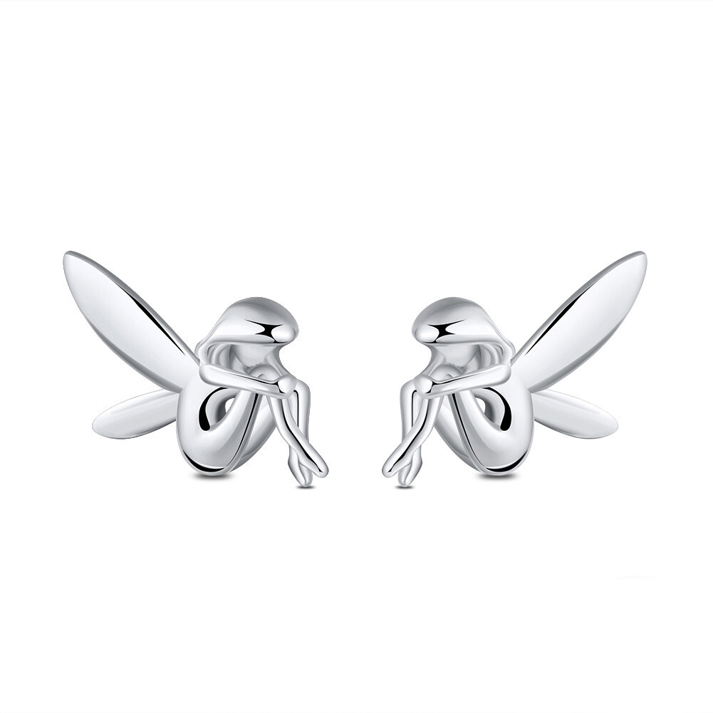 Fairy Winged Angel Sterling Silver Stud Earringgs for Women Ginger Lyne Colle…