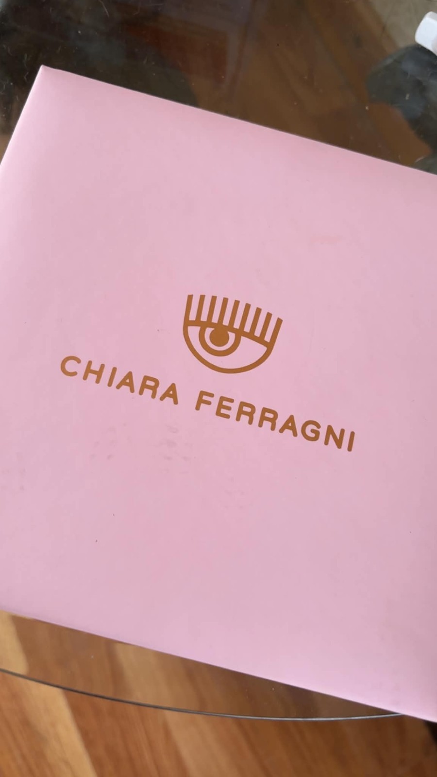 Chiara Ferragni Tennis Chain Necklace Heart Charm Pendant Gold Tone Clear