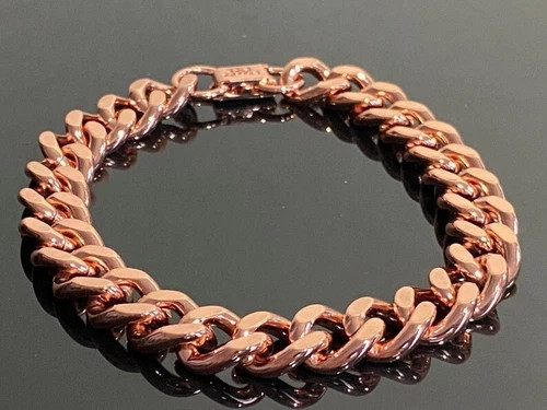 Pure Solid Copper Bracelet Arthritis Cuban Chain Link Rider Bracelet 7.5 INCH