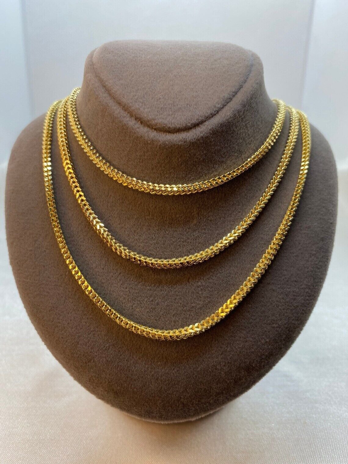 14k Yellow Gold Plated Over Sterling Silver Franco Chain 2.5mm – All Sizes