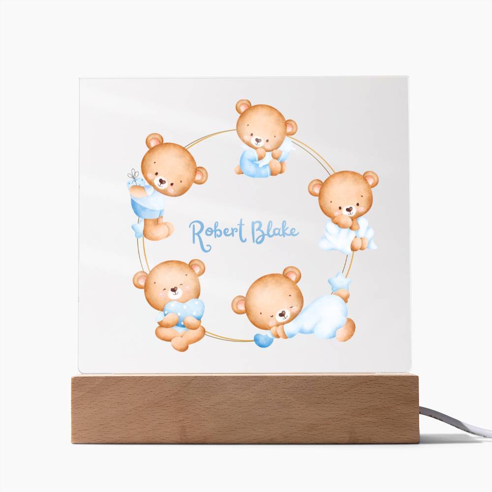 Custom night light for baby boy nursery, baby shower gift