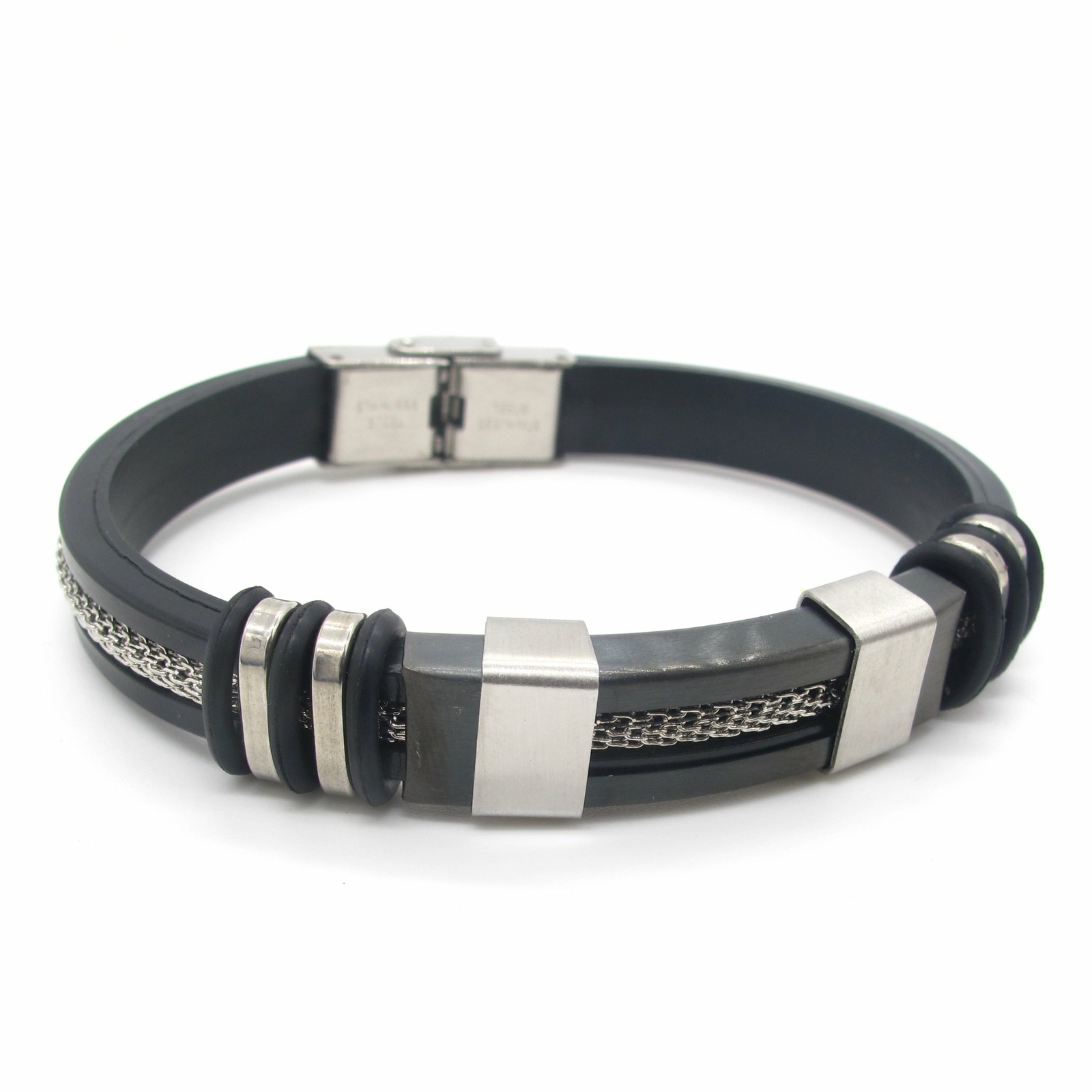 MENDEL 7 Inch Cool Mens Cuff Bracelet Bangle Wire Cord Wristband Stainless Steel