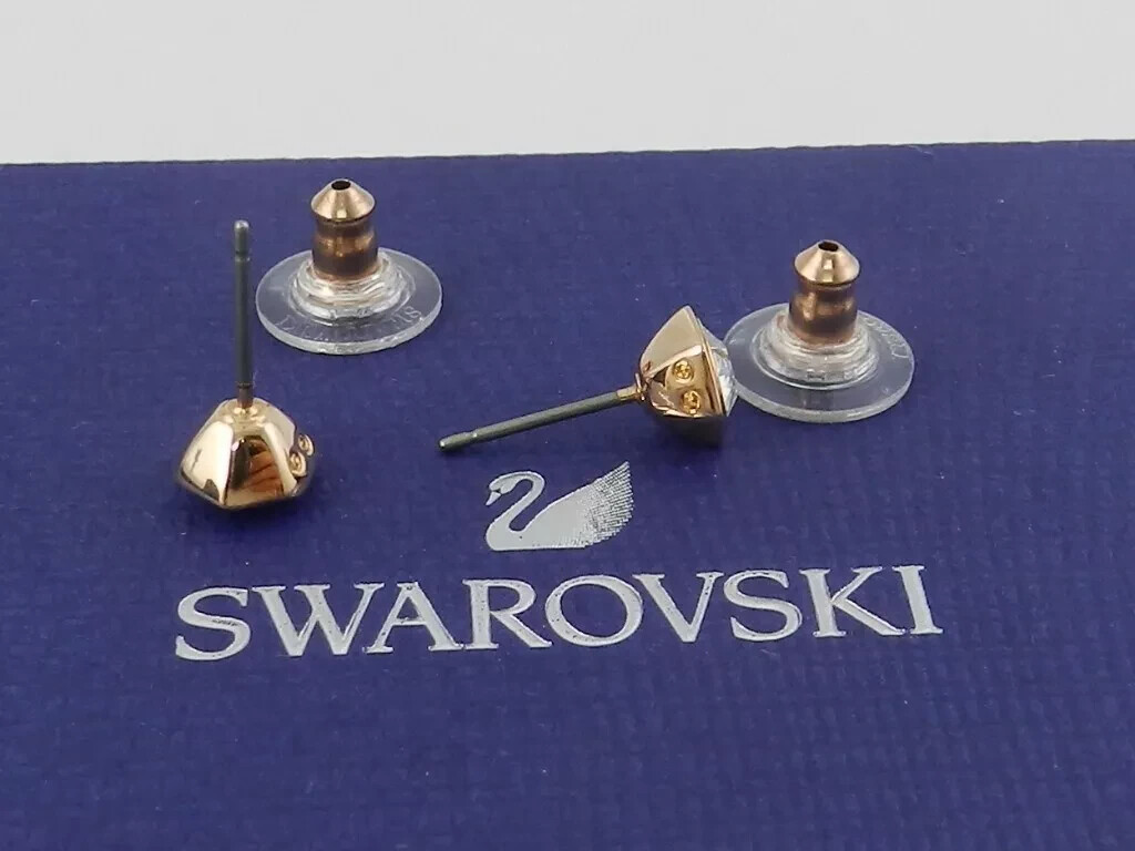 Swarovski Jewelry Rose Gold Tone Hexagonal Stud Earrings 5371199 BOXED