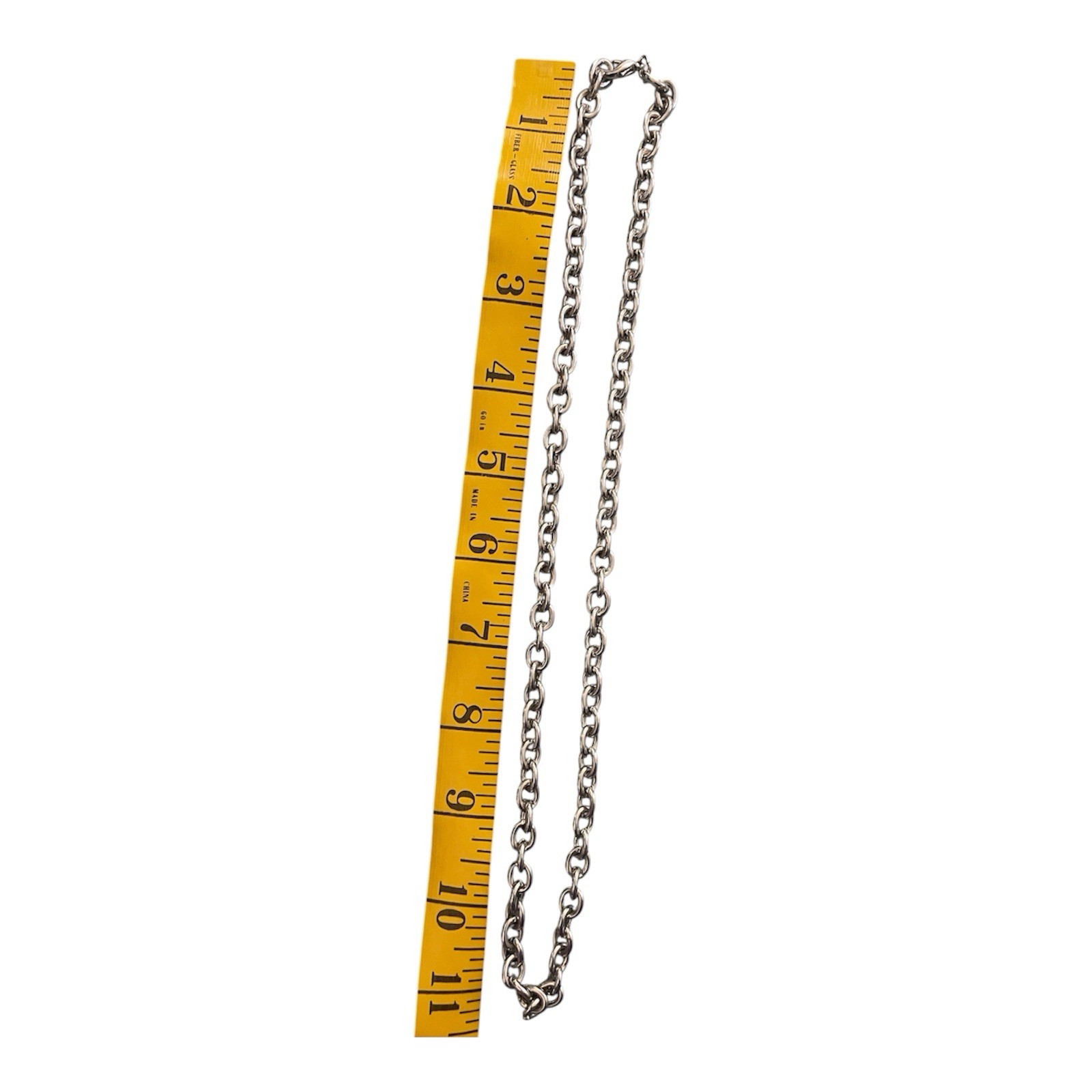 Rolo Cable Link Silver Tone 22 Inch Necklace Heavy Weight Stainless Steel