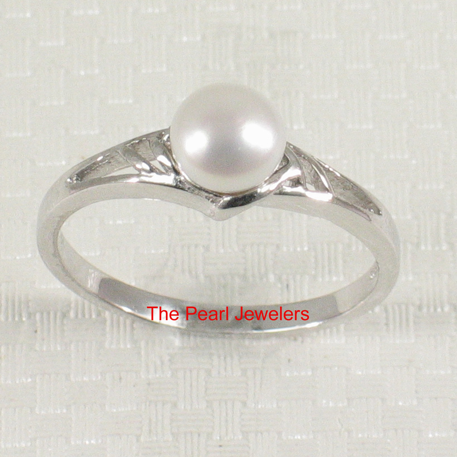Cute Solid Sterling Silver 925 Natural White Cultured Pearl Solitaire Ring – TPJ