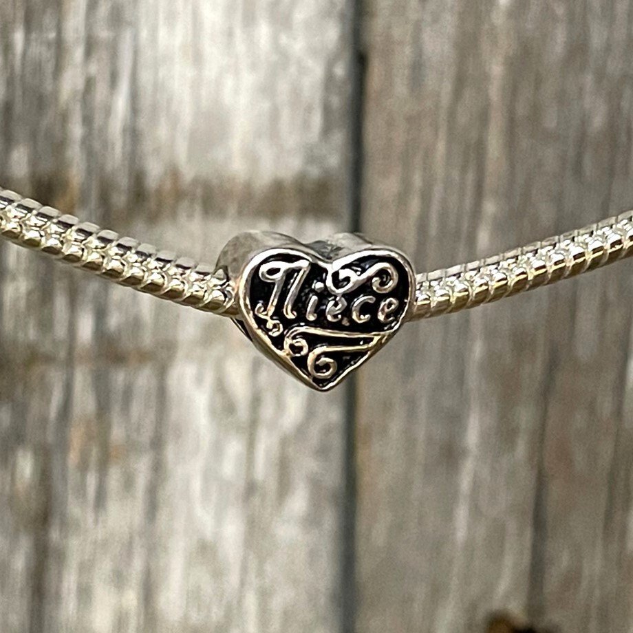 Niece Love You Family Heart Aunt Silver European Charm Bead fit for bracelet