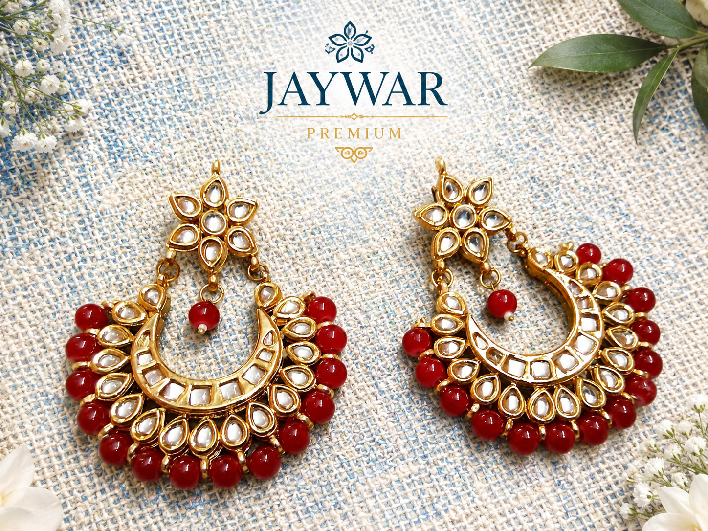 JAYWAR Premium Kundan Chandbali Earrings Collection 7 Designs Meenakari Back