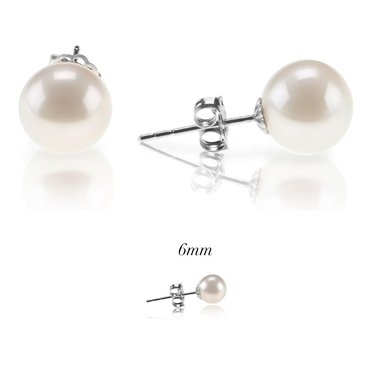 Elegant 925 Sterling Silver Round Pearl Earrings Cubic Zirconia Women Jewelry US