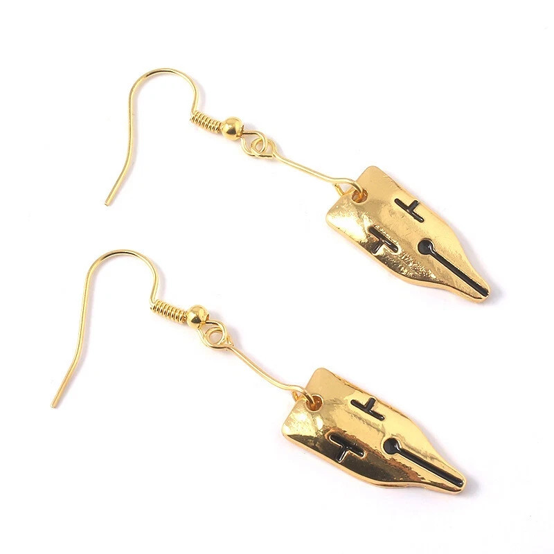 Fountain Pen Nib Earrings Gold Unique Style Fun Women’s Costume Jewelry
