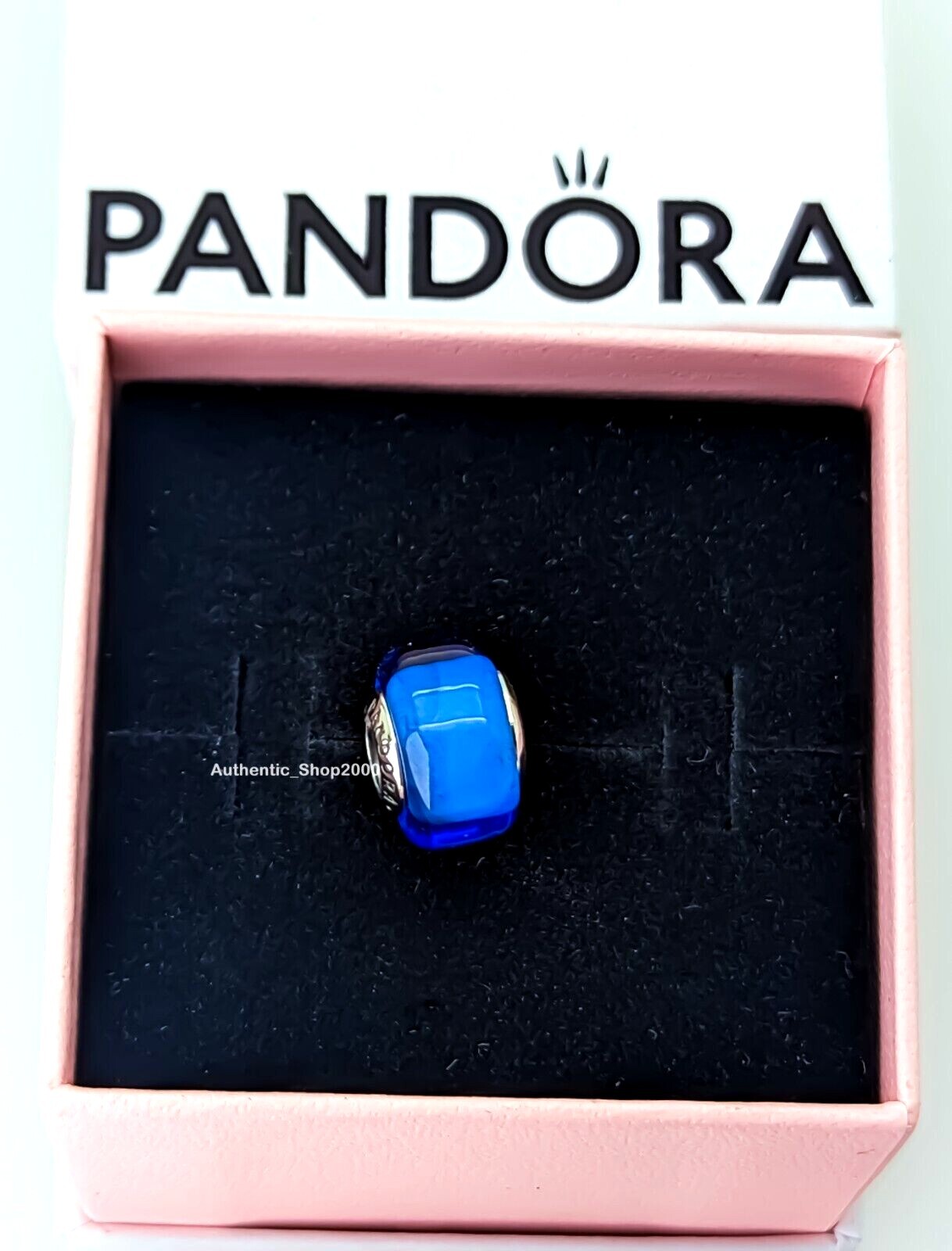 New 100% Authentic PANDORA 925 Ale Silver Blue Mini Murano Glass Charm 793105C00