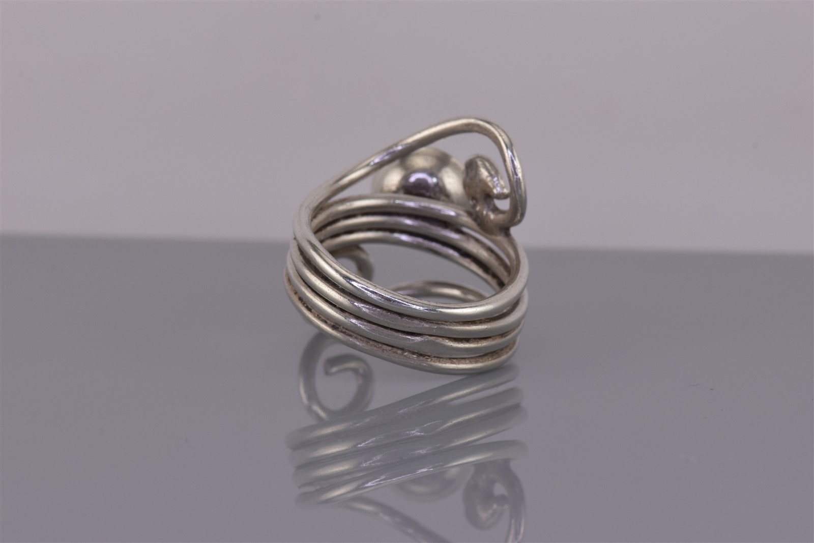 Sterling Silver 26mm Blue Turquoise Spiraled Wrap Around Band Ring 9g 925 Sz: 8