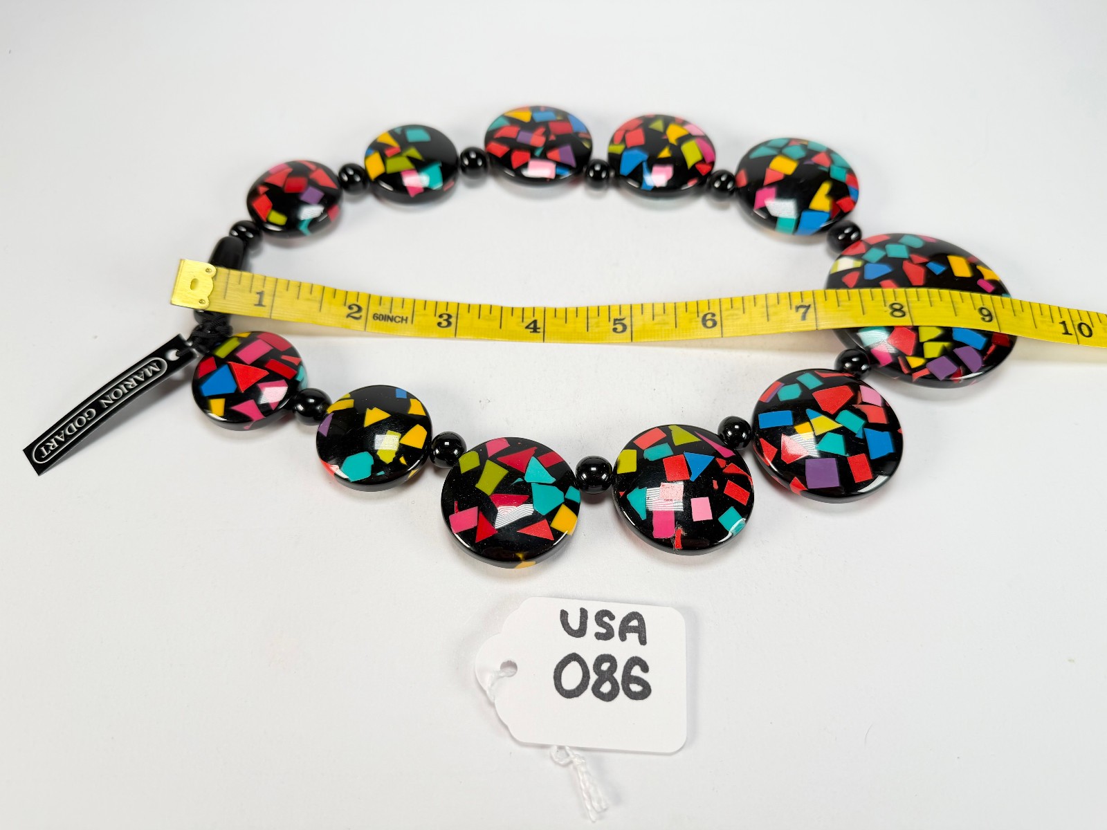 Marion Godart – Confetti “Bouclier” Art-Deco Mix Resin Necklace