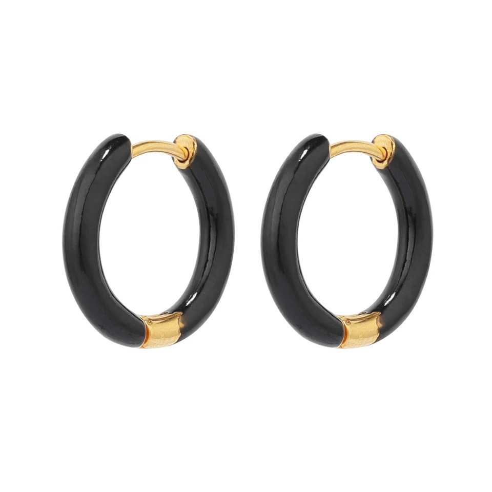 Stainless Steel Enamel Hoop Earrings Candy Color Huggie Small Kids Jewelry