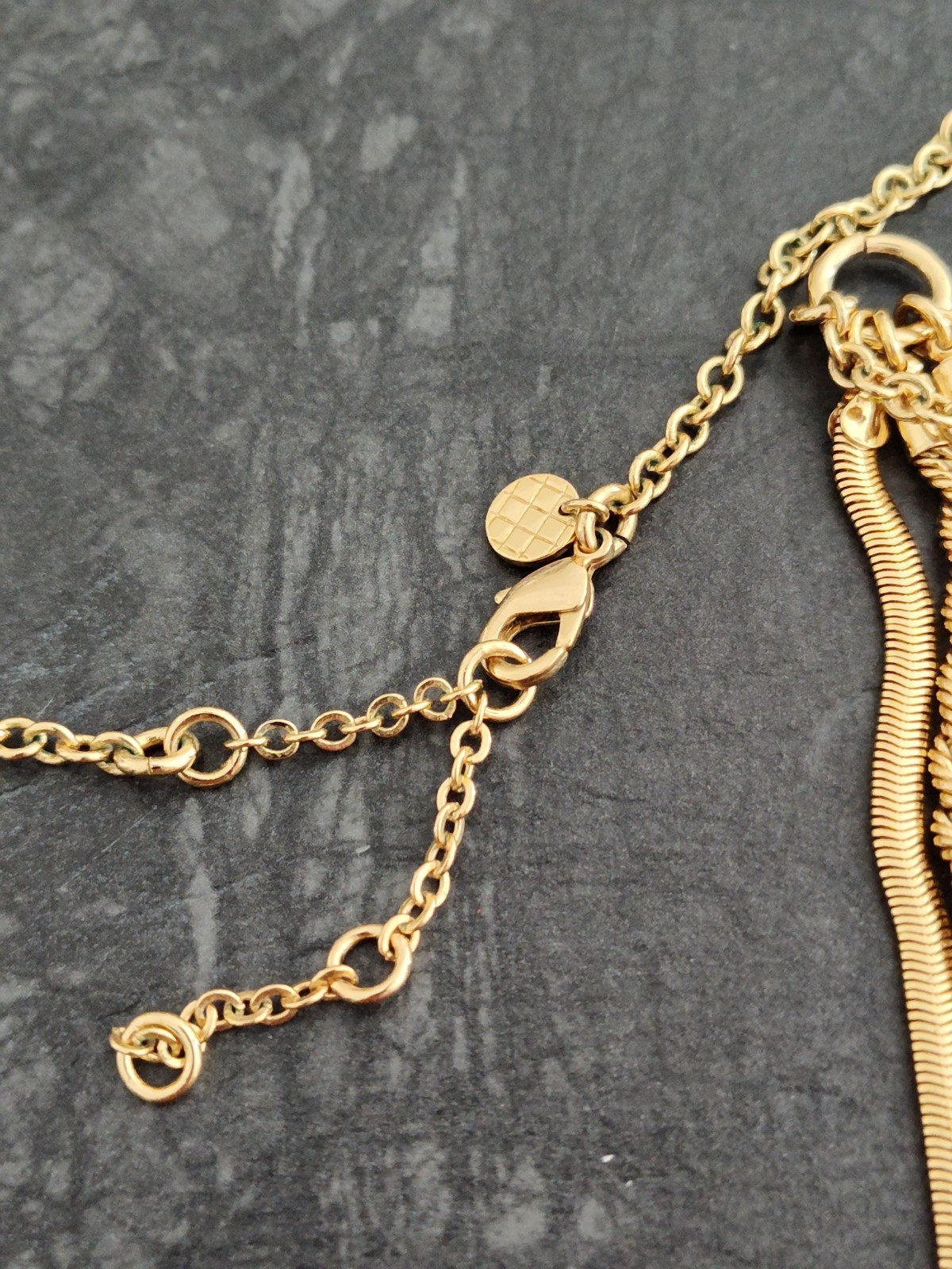 Talbots Gold Tone Multi Strand Snake &Rope Chain Long Necklace 30-34″