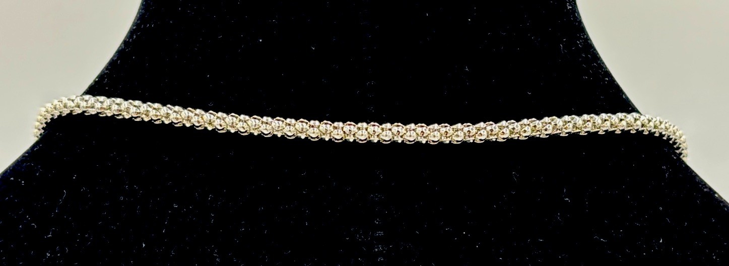 Silver Tone Popcorn Necklace