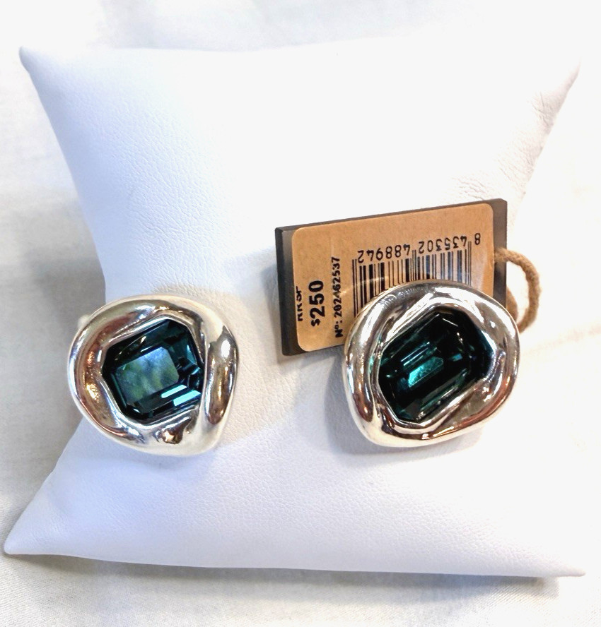 UNOde50 Silver Ser Valiente Cuff Bracelet with Green Crystal Size M