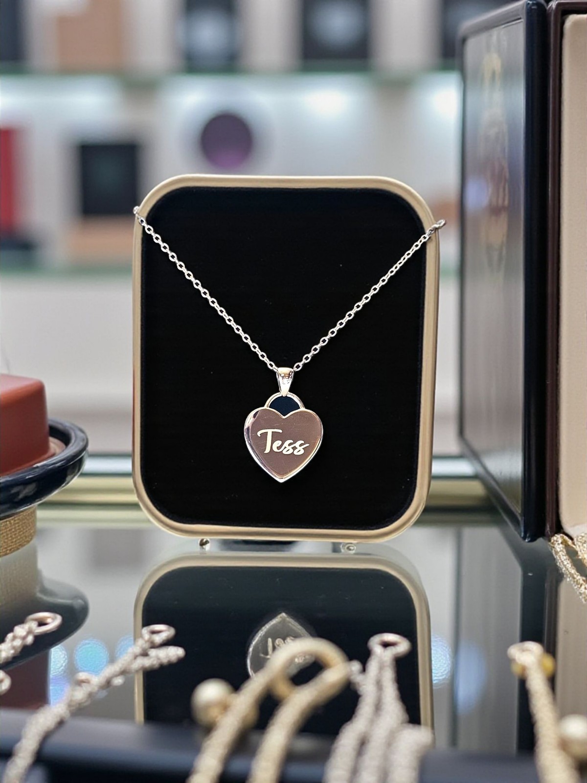 Personalised 925 Sterling Silver Engraved Heart Charm Pendant Necklace Gift