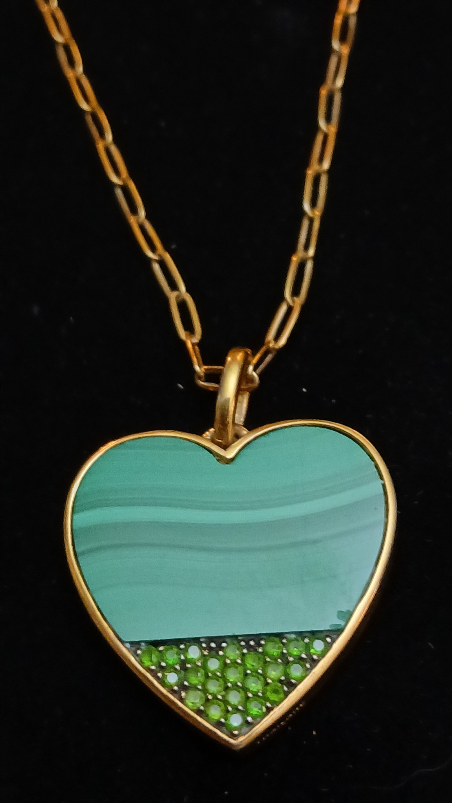 Heart-Shaped Inlaid Gemstone Dyed Malochite With Distinct Layered Green Bands