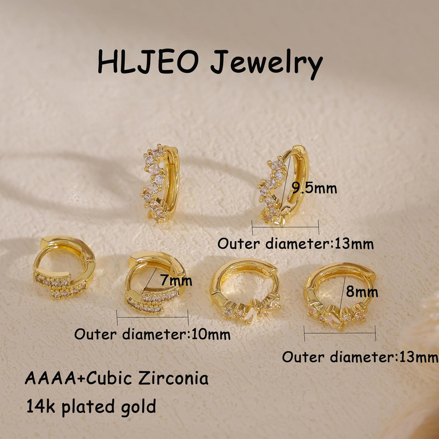 CZ Huggie Earrings for Women, Dainty Gold Earring Stacks 14K Gold Plated Small H
