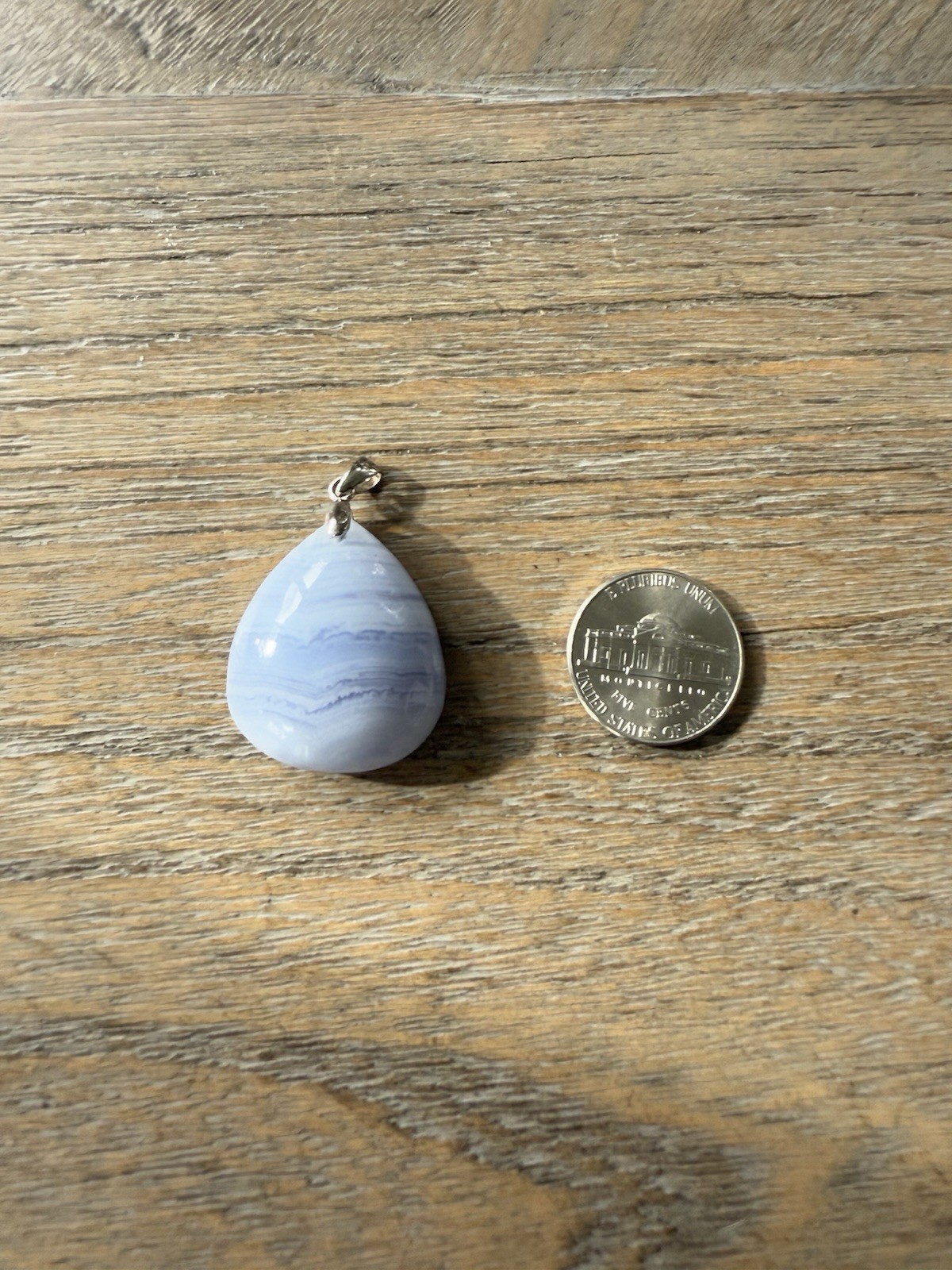 Beautiful Tear Drop Blue Lace Agate Pendant