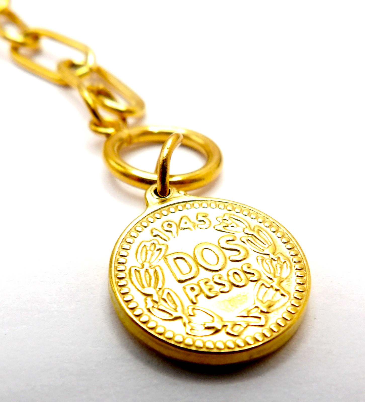 Layering Gold Paperclip Chain Necklace, Vintage Coin Pendant Toggle Choker Gift