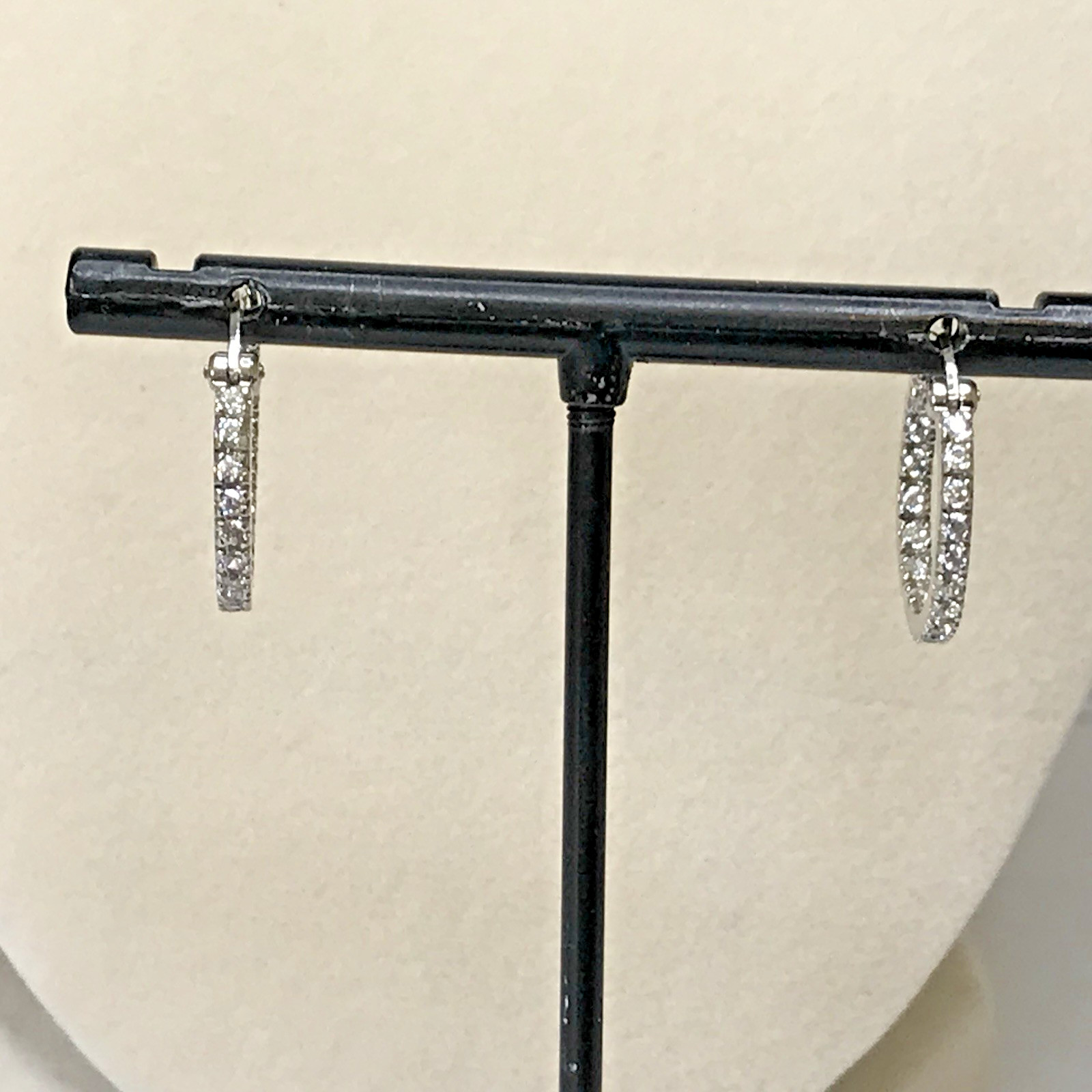 Sterling Silver Cubic Zirconia Inside-Out 17mm Hoop Earrings 2.3grams