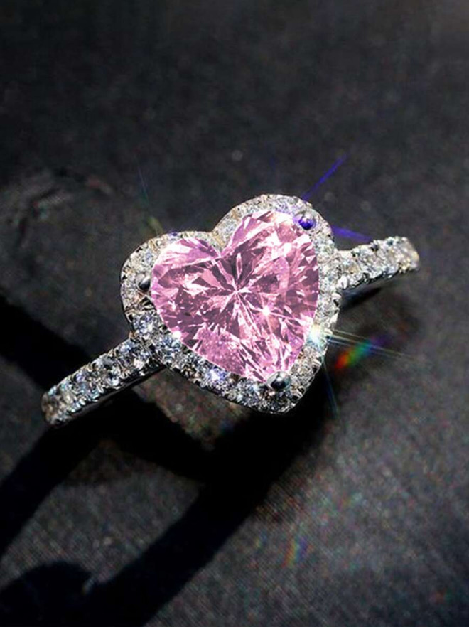 Fashion Women Luxury Heart Shaped Cubic Zirconia Wedding Engagement Ring Jewelry
