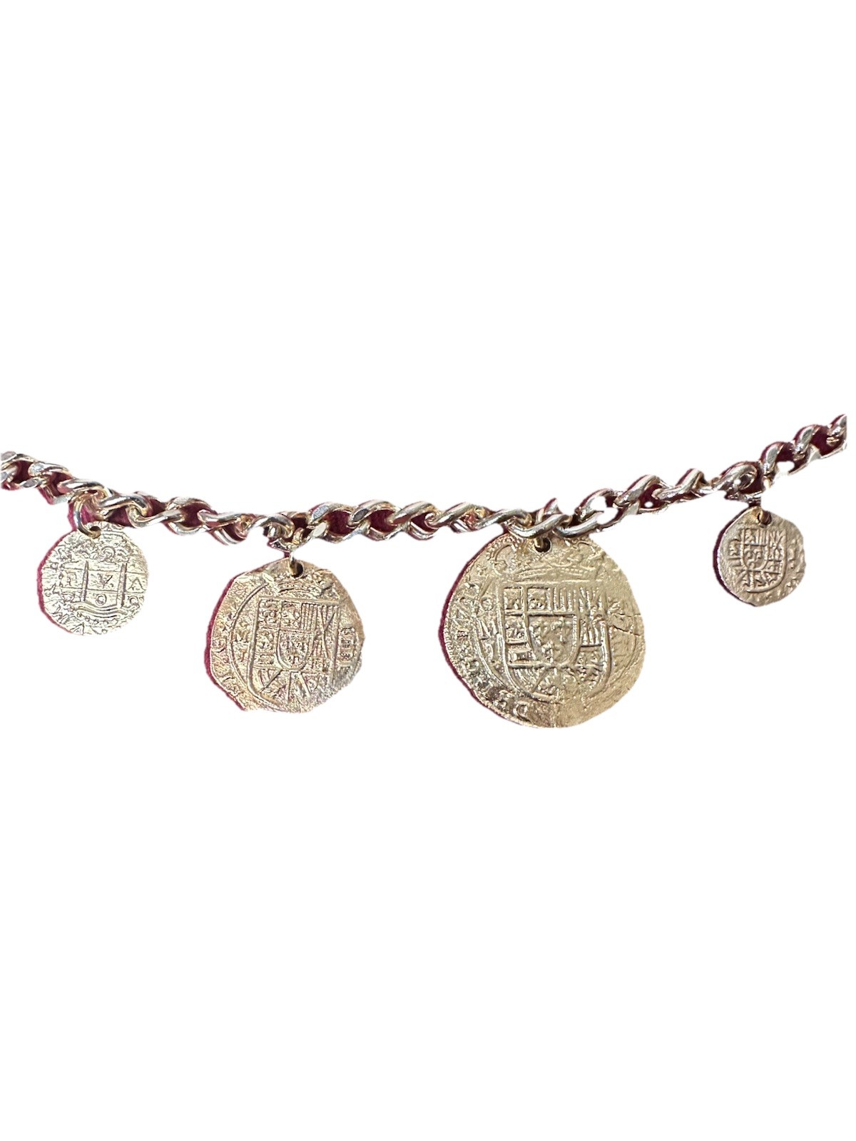 Gold Coin Charm Braclet Medieval Crusader Cross Byzantine Dangle Chain Bracelet
