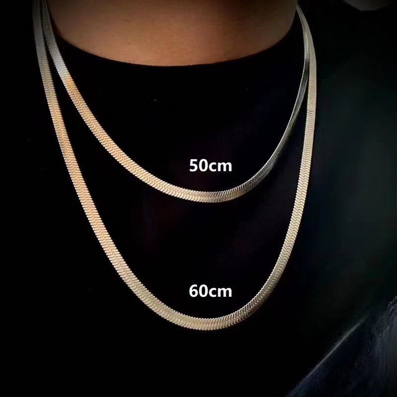 Titanium Steel Necklace Flat Snake Chain Heavy Collarbone Chain Sweater Chain