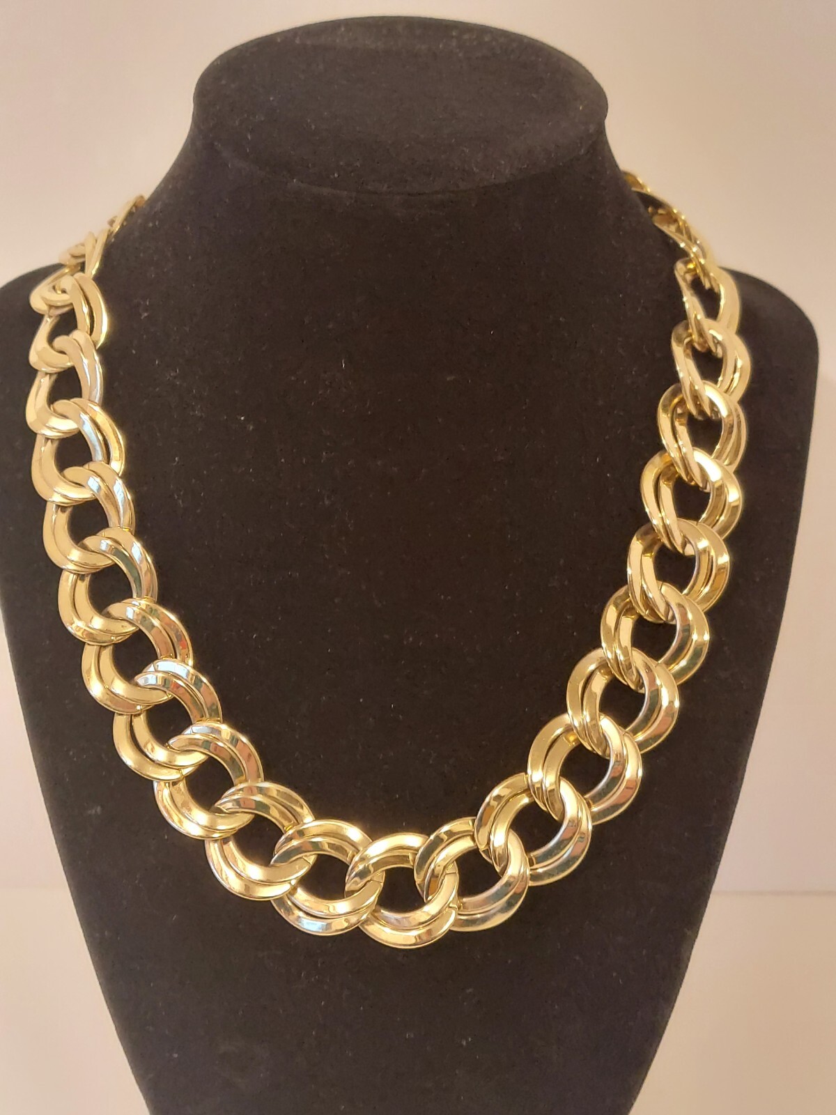Goldtone Double Link Curb Chain Necklace 18 Inches
