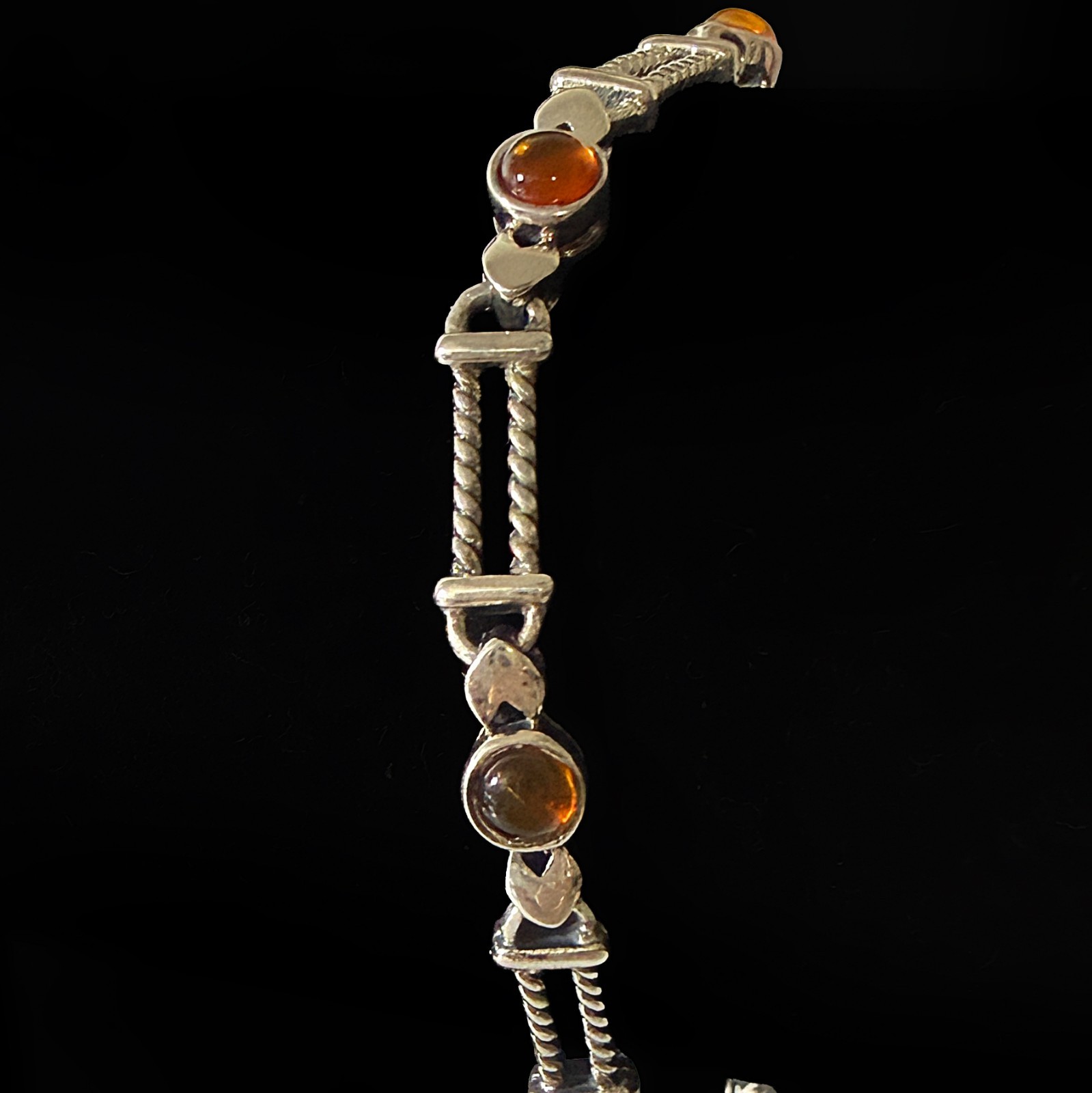 Silpada Sterling Silver 925 RETIRED Golden Amber Tennis Cable Chain Bracelet