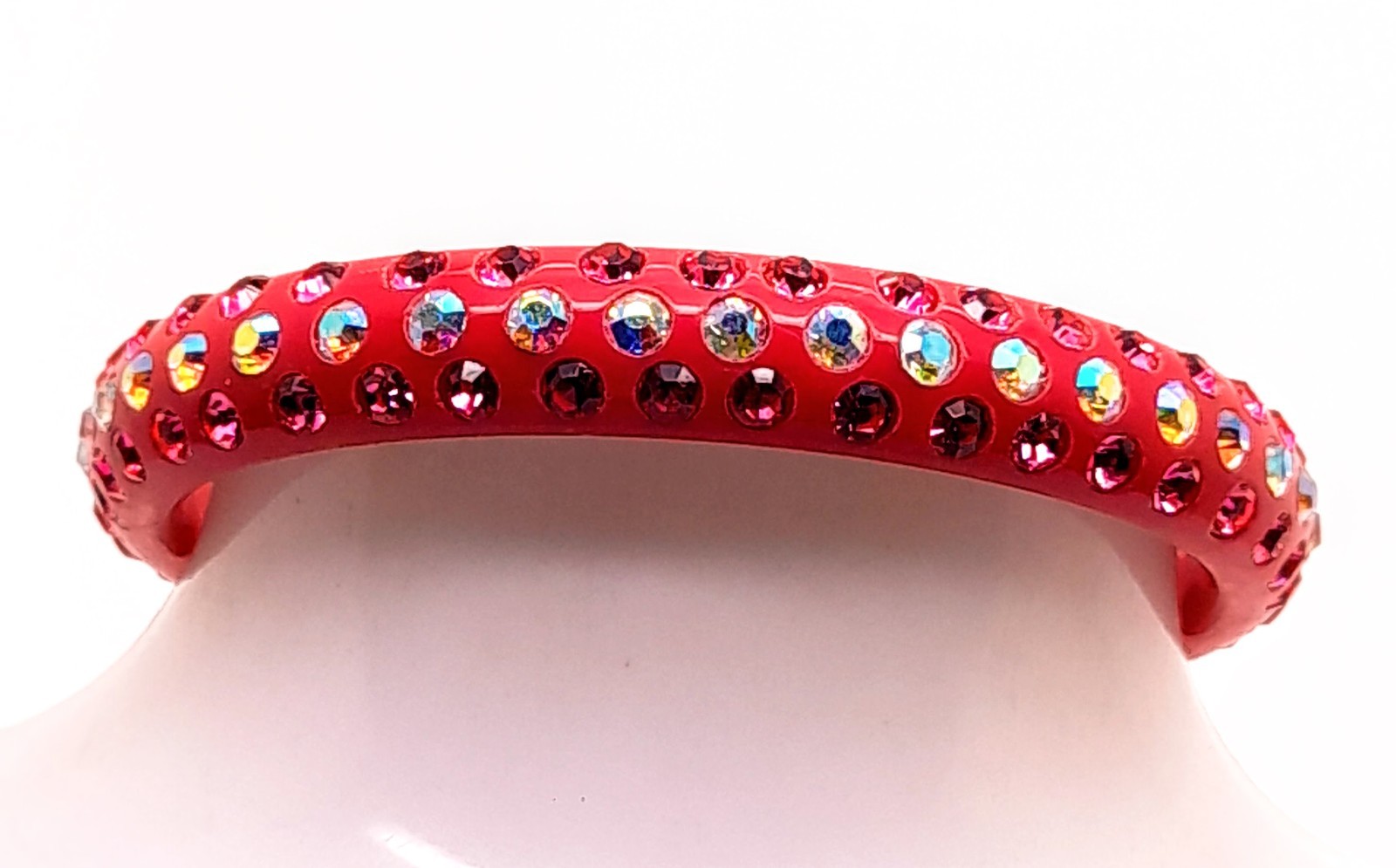 vintage pink round acrylic Plastic pink & ab rhinestone fashion bangle bracelet