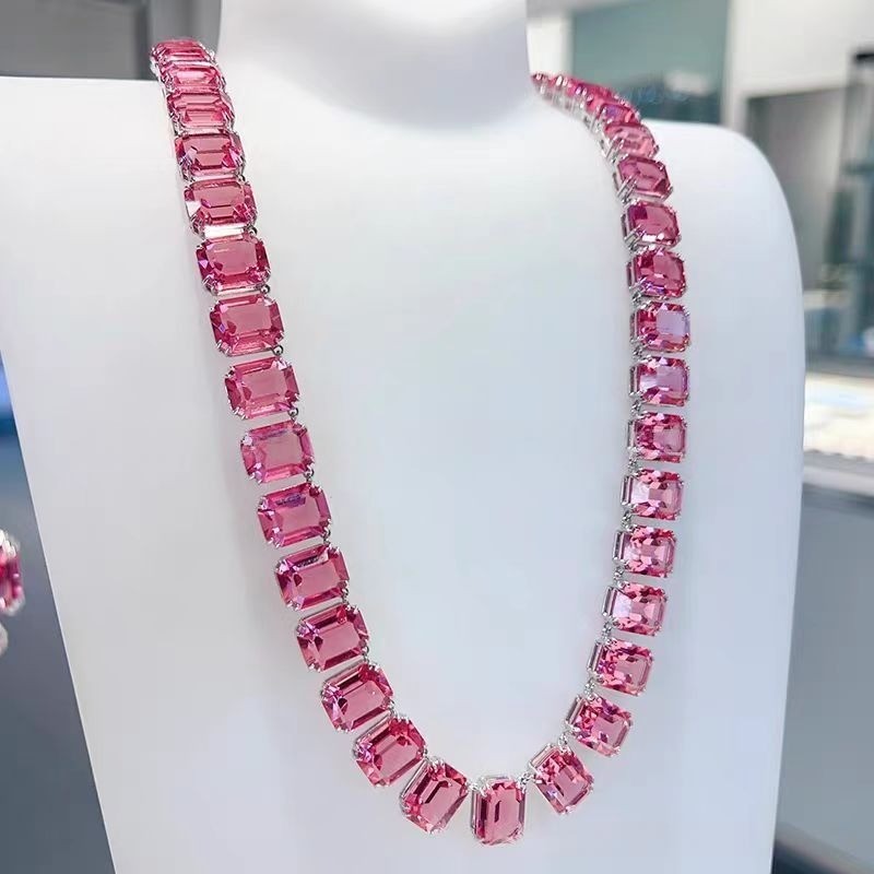 Swarovski Elements Millenia Necklace – Pink Octagonal Cut Crystal Pendant