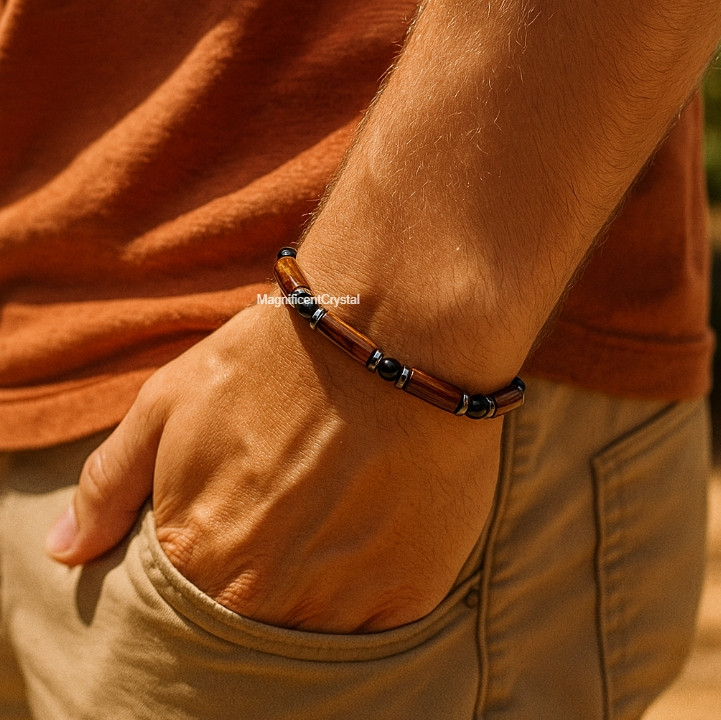 Tiger Eye Cylinder Hematite Men’s Bracelet Career Success Spiritual Men Jewelry