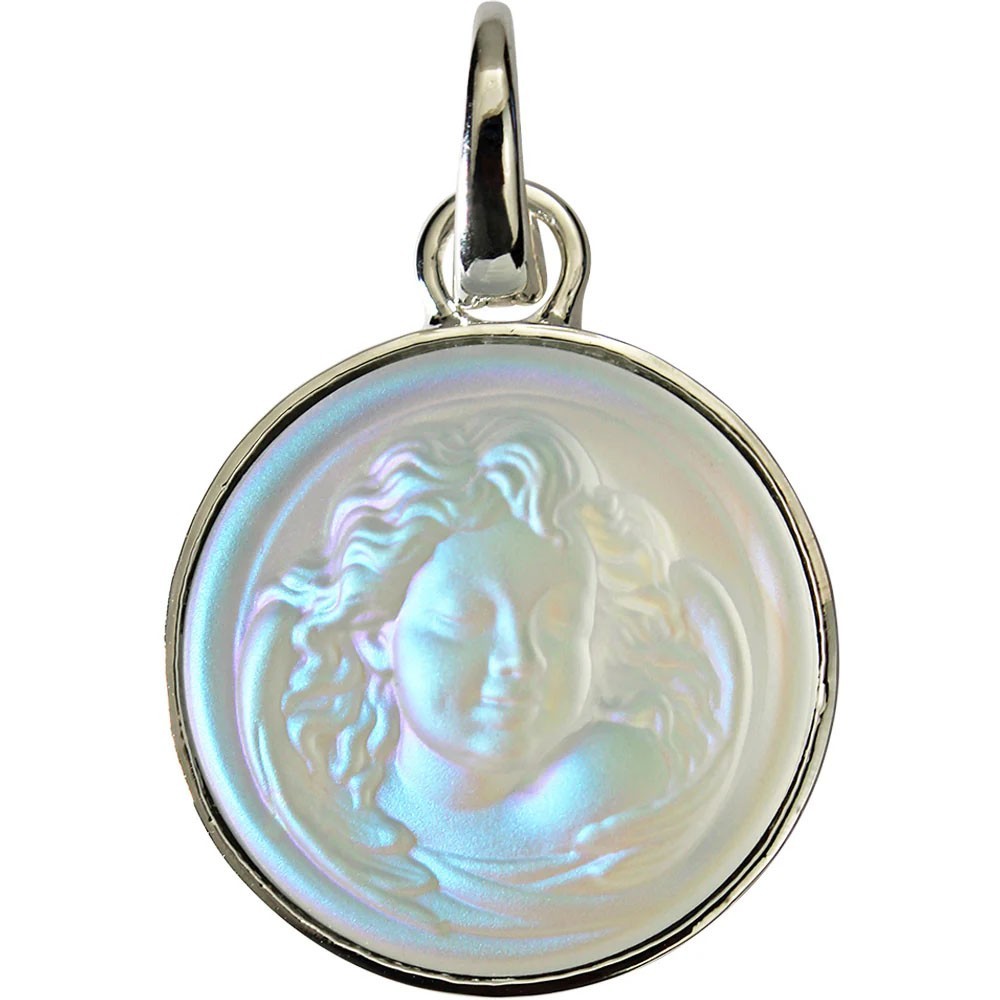 Kirks Folly Glass Dream Angel 25mm Open Ring Charm silvertone crystal ab