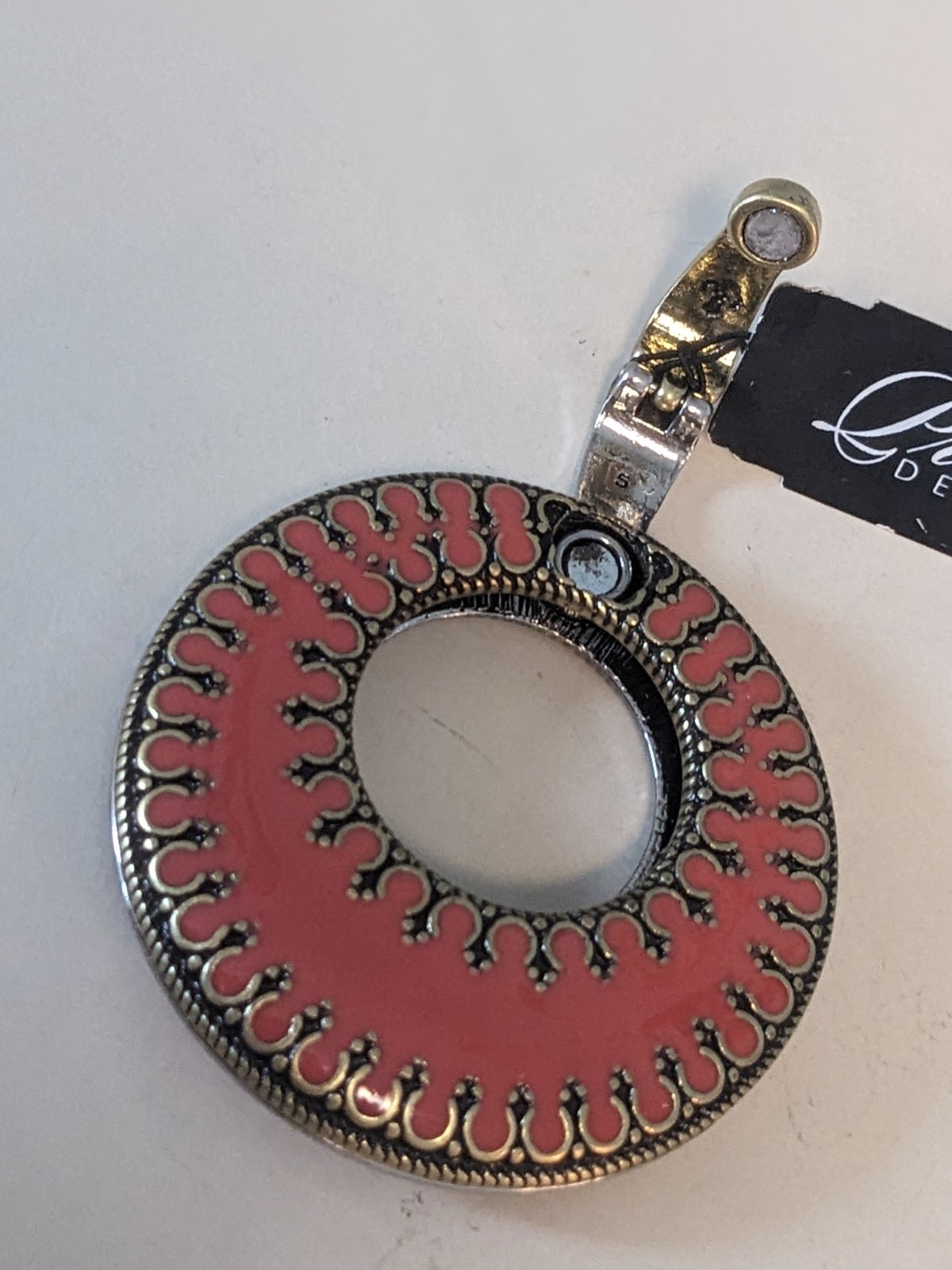 Premier Designs Pendant Blue or Orange Reversible DOUBLE TAKE Enamel