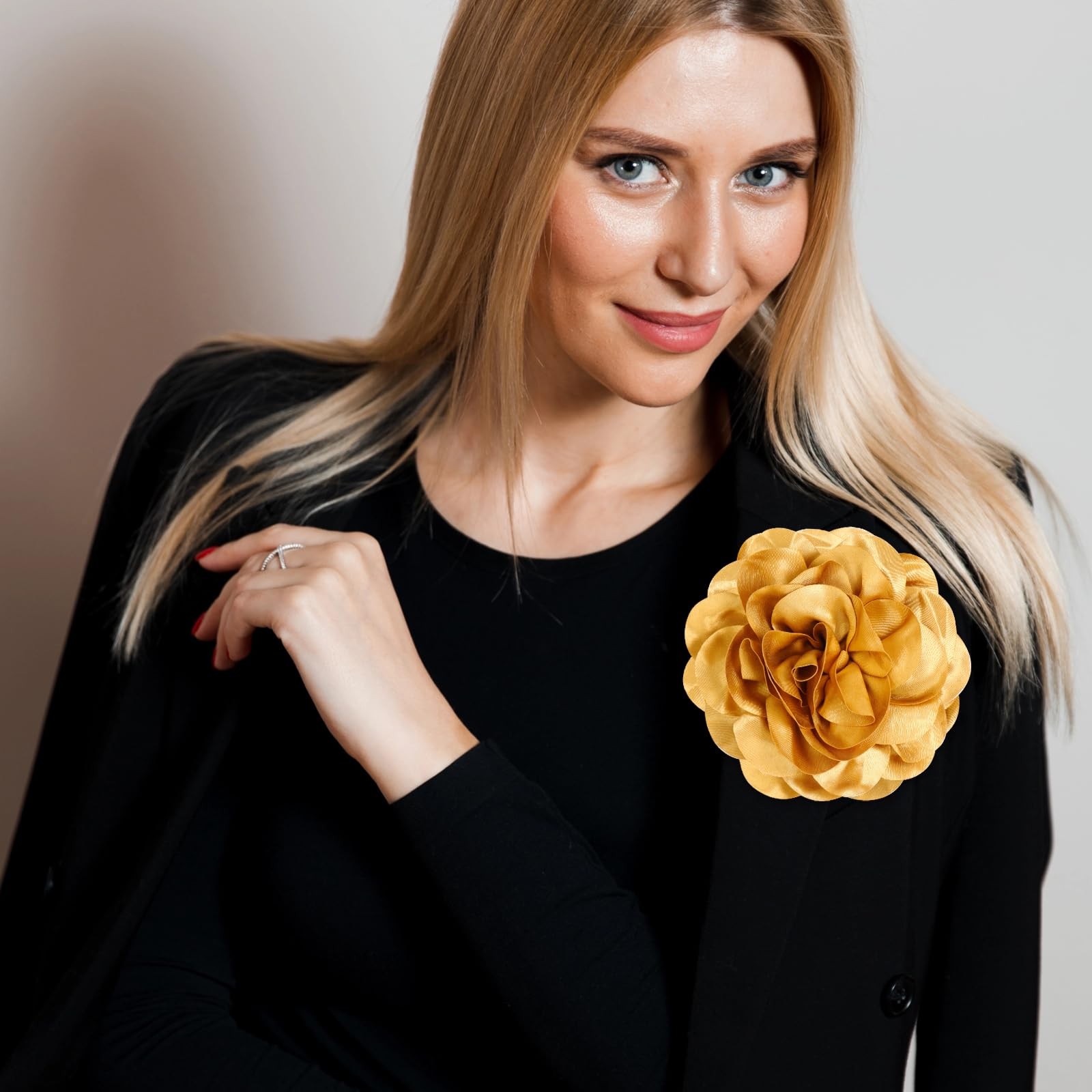 Big Flower Dainty Satin Fabric Rose Flower Brooches Large Rose Flowers Satin Lap